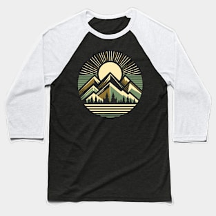 Majestic Mountains in Vintage Style Baseball T-Shirt